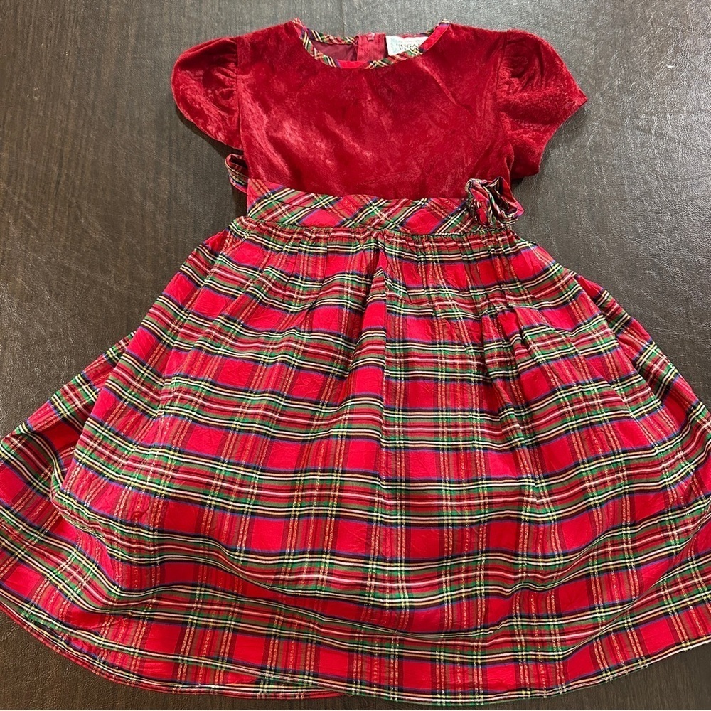Sugar Plum Red Plaid Dress with Velvet Top Girls Christmas Recital Sz 5